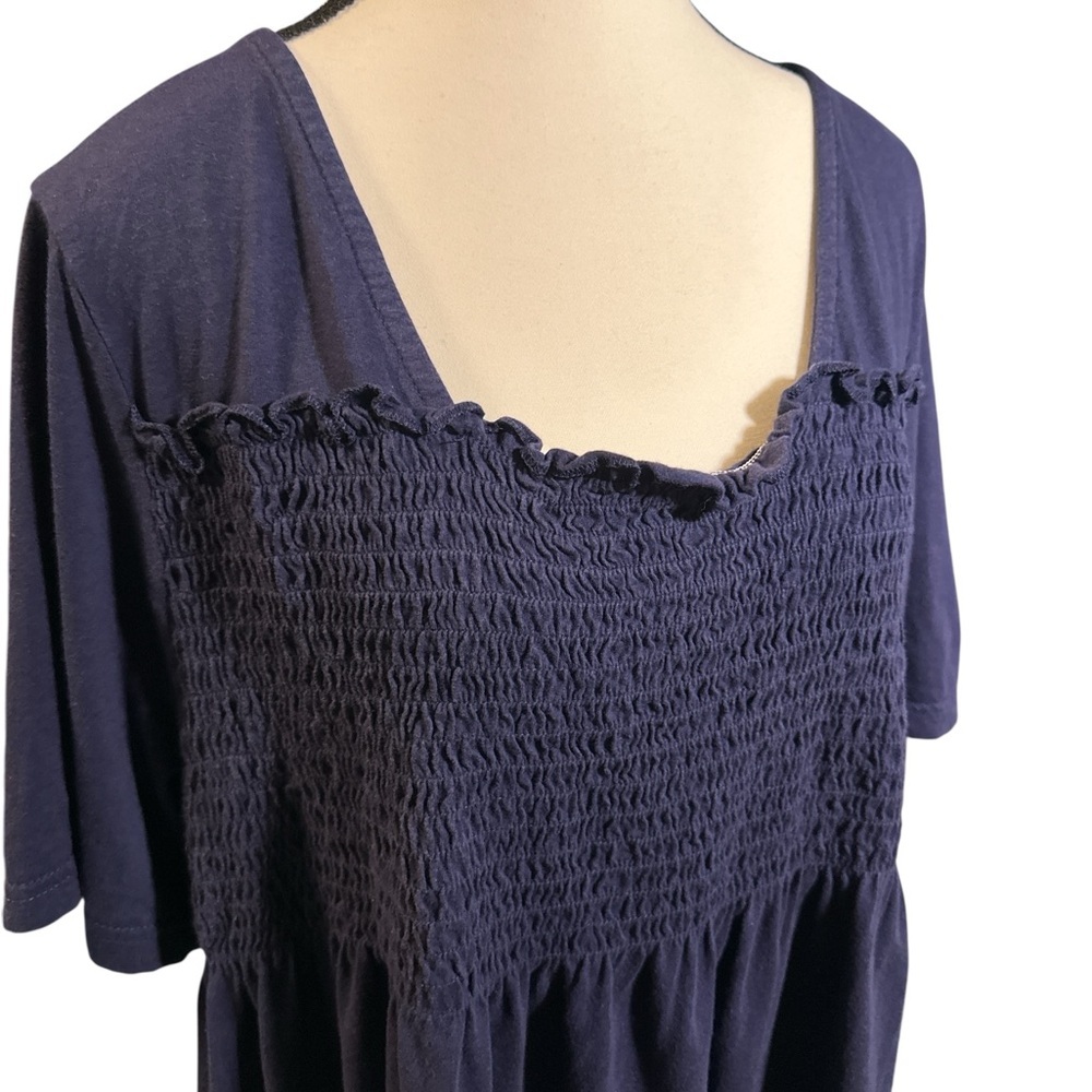 Ellos Blue Short Sleeve Smocked Tunic - Picture 2 of 6